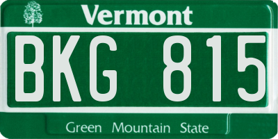 VT license plate BKG815