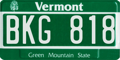 VT license plate BKG818
