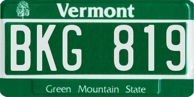 VT license plate BKG819