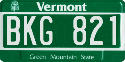 VT license plate BKG821