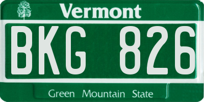 VT license plate BKG826