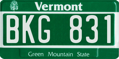 VT license plate BKG831