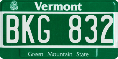 VT license plate BKG832