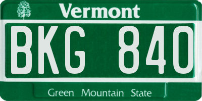 VT license plate BKG840