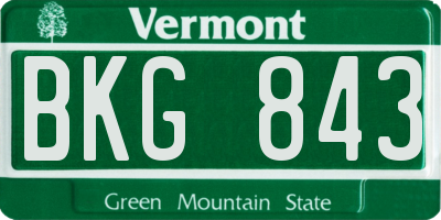 VT license plate BKG843