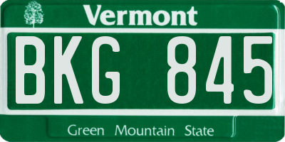VT license plate BKG845