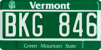 VT license plate BKG846