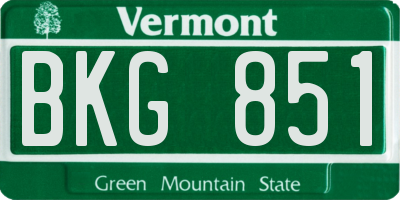 VT license plate BKG851