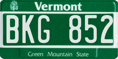 VT license plate BKG852