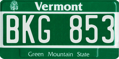 VT license plate BKG853