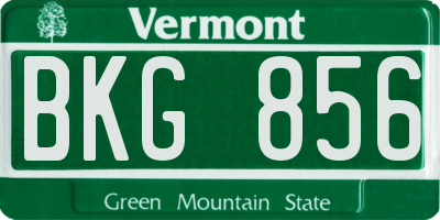 VT license plate BKG856