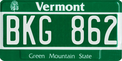 VT license plate BKG862