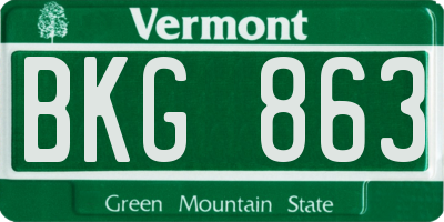 VT license plate BKG863