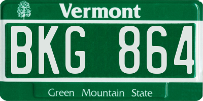 VT license plate BKG864