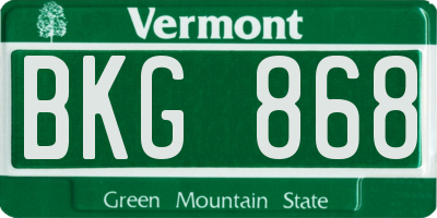 VT license plate BKG868