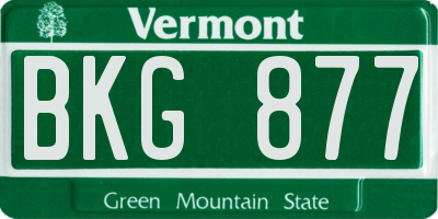 VT license plate BKG877