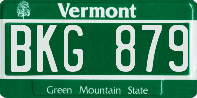 VT license plate BKG879