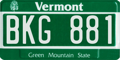 VT license plate BKG881