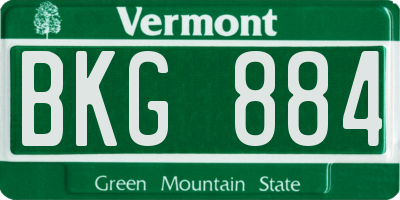 VT license plate BKG884