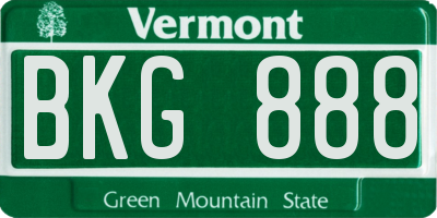 VT license plate BKG888