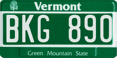 VT license plate BKG890