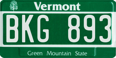 VT license plate BKG893