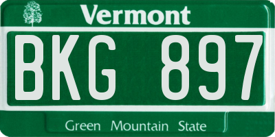 VT license plate BKG897