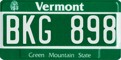 VT license plate BKG898