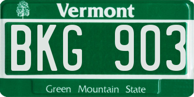 VT license plate BKG903