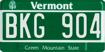 VT license plate BKG904