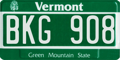 VT license plate BKG908