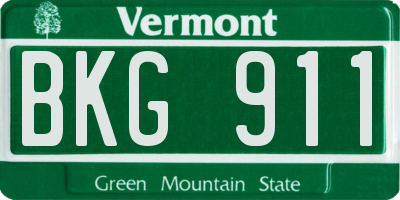 VT license plate BKG911