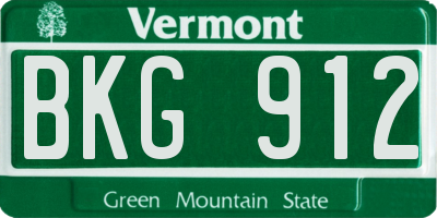 VT license plate BKG912