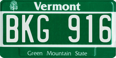 VT license plate BKG916