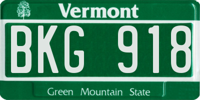 VT license plate BKG918