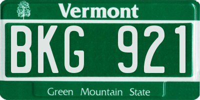 VT license plate BKG921