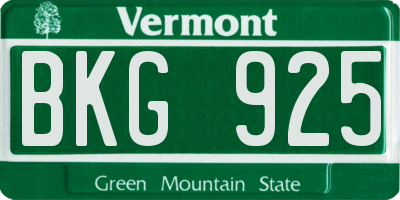 VT license plate BKG925