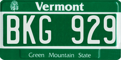 VT license plate BKG929
