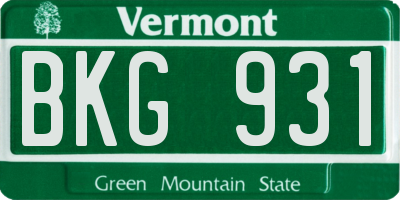 VT license plate BKG931