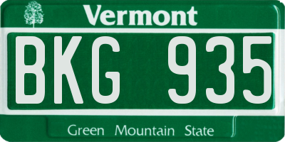 VT license plate BKG935