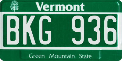 VT license plate BKG936