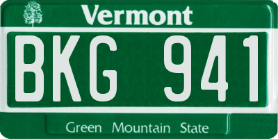 VT license plate BKG941