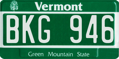 VT license plate BKG946