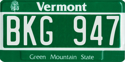 VT license plate BKG947