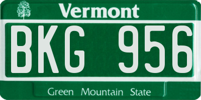 VT license plate BKG956