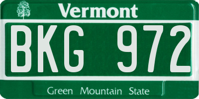 VT license plate BKG972