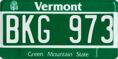VT license plate BKG973