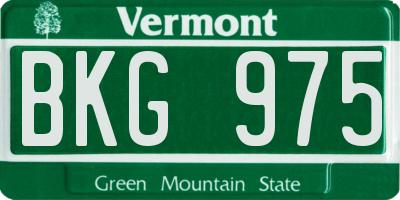 VT license plate BKG975