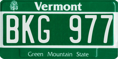 VT license plate BKG977