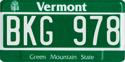 VT license plate BKG978